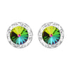 Hypoallergenic Post Back Halo Earrings Made with Swarovski Crystals, 15mm (Vitrail Rainbow Crystal Silver Tone)