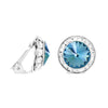 Timeless Classic Statement Clip On Earrings Made With Swarovski Crystals, 15mm-20mm (15mm, Aquamarine Silver Tone)