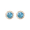 Timeless Classic Hypoallergenic Post Back Halo Earrings Made With Swarovski Crystals, 15mm-20mm (15mm, Aqua Blue Crystal Gold Tone)