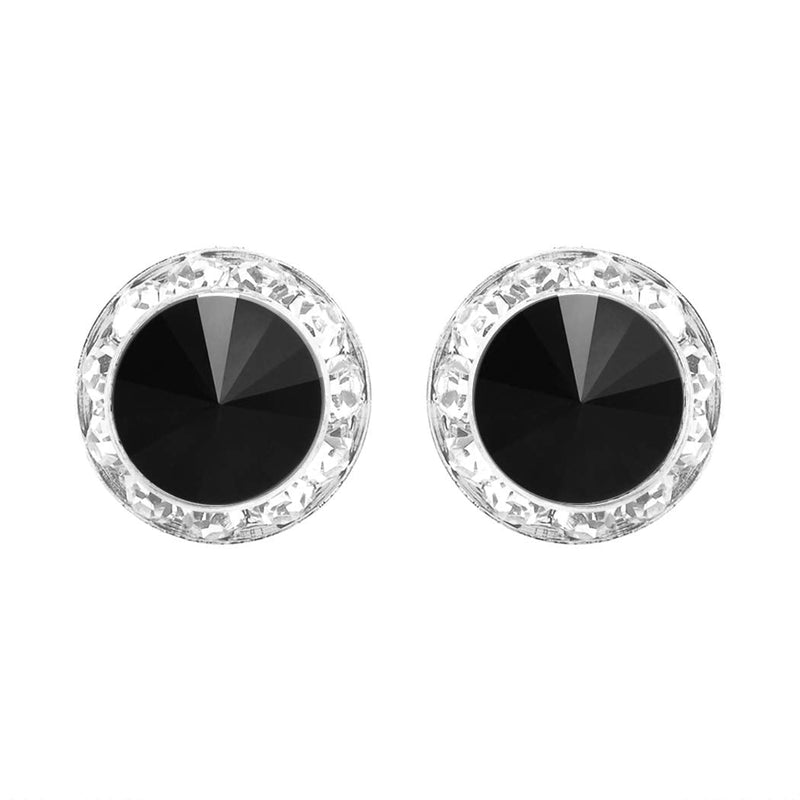 Timeless Classic Hypoallergenic Post Back Halo Earrings Made With Swarovski Crystals, 15mm-20mm (15mm, Jet Black Crystal Silver Tone)