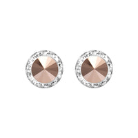 Timeless Classic Hypoallergenic Post Back Halo Earrings Made With Swarovski Crystals, 15mm-20mm (15mm, Metallic Rose Gold Crystal Silver Tone)