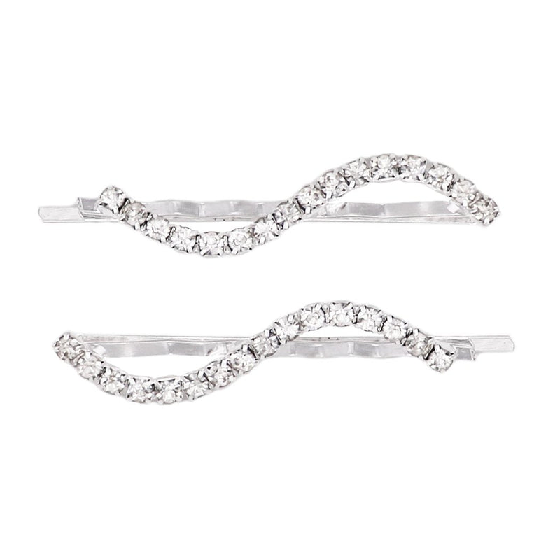 Wavy Rhinestone Hair Clip Bobby Pins