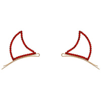 Devil Horn Rhinestone Hair Clip Bobby Pins (red)