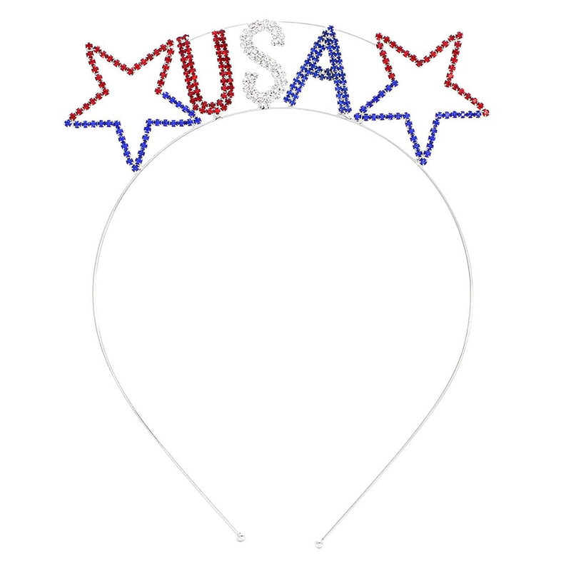 Women's Patriotic USA Stars and Stripes Flag Red White and Blue Tiara Headband