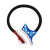 Women's Sparkling Crystal and Enamel USA Flag Ponytail Hair Tie Band Accessory