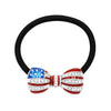 Women's Sparkling Crystal and Enamel USA Flag Ponytail Hair Tie Band Accessory