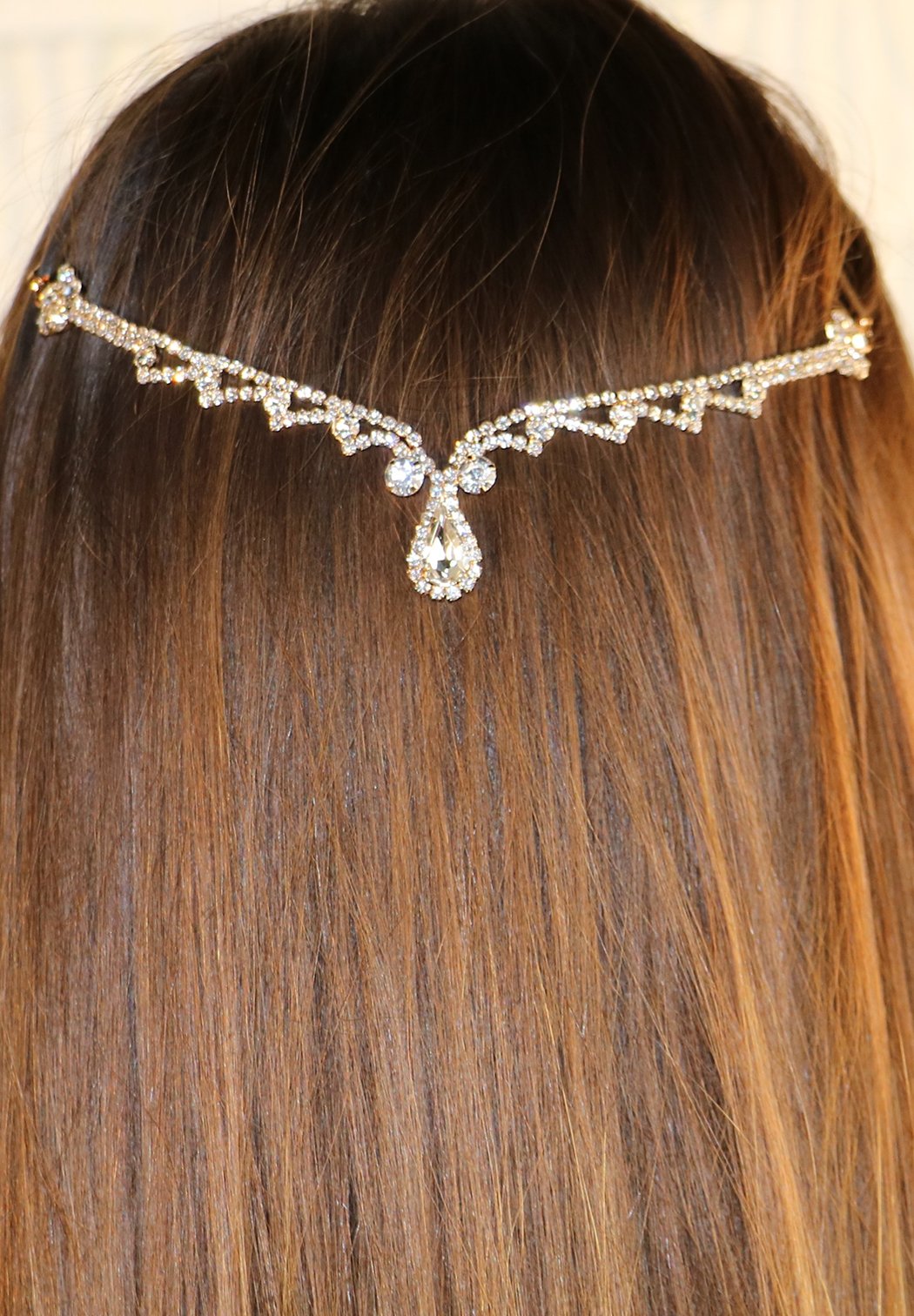 Teardrop Crystal Rhinestone Tikka Hair Comb Head Chain