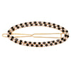Stunning Oval Crystal Rhinestone Hair Barrette Clip (Gold Tone/Black and Clear)