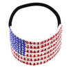 Women's USA Red White and Blue Crystal Embellished Flag Ponytail Holder