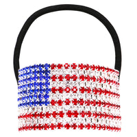 Women's USA Red White and Blue Crystal Embellished Flag Ponytail Holder