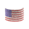 Women's USA Red White and Blue Crystal Embellished Flag Ponytail Holder