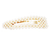 Single Hair Barrette No Slip Snap Clip With Simulated Pearls 3.5"