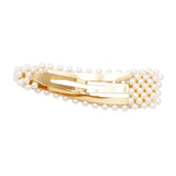 Single Hair Barrette No Slip Snap Clip With Simulated Pearls 3.5