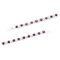 Set of 2 Colorful Crystal Rhinestone Hair Clip Bobby Pins Hair Barrette Accessories, 2.75" (Purple)