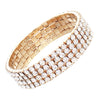 Stunning 4 Row Crystal Rhinestone Stretch Bracelet, 2" (Clear Crystal/Gold Tone)