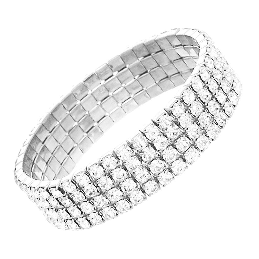 Stunning Row Crystal Rhinestone Stretch Bracelet, 2