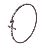 Rhinestone Cross Religious Cuff Bangle Bracelet