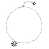 Women's USA Flag Red White and Blue Patriotic Enamel Ribbon Bow and Heart Chain Ankle Bracelet Anklet, 9