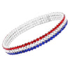 Women's Red White and Blue Patriotic Statement Stretch Rhinestone Bracelet (Small Crystal, 7.5mm)