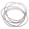 Set of 5 Rhinestone Stretch Bracelets (Silver Tone/Pastel Rainbow)
