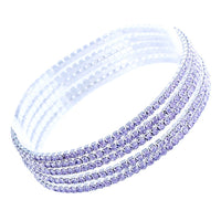 Set of 5 Rhinestone Stretch Bracelets (Violet Purple)