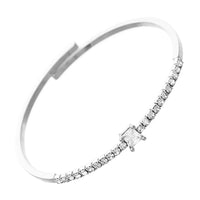 Comfort Flex Bangle Cuff Bracelet with Crystals (Silver)