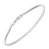 Single Strand 2mm Premium Cubic Zirconia Crystal Tennis Bracelet (Silver Tone)