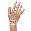 Rhinestone Flower Hand Chain Bracelet and Ring