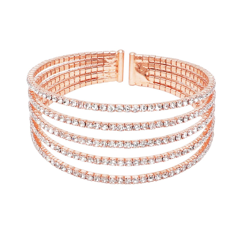 Rose Gold Color Rhinestone Statement Bracelet