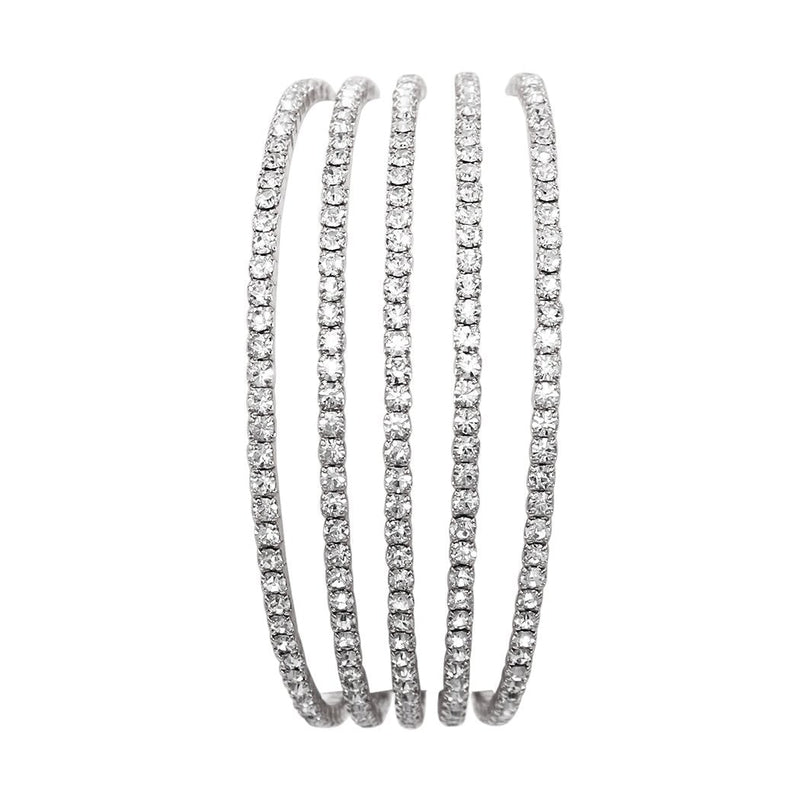 5 Strand Rhinestone Statement Bracelet (Silver)