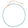 Women's 3mm Glass Crystal Bead Chain Ankle Bracelet Anklet (Aquamarine)
