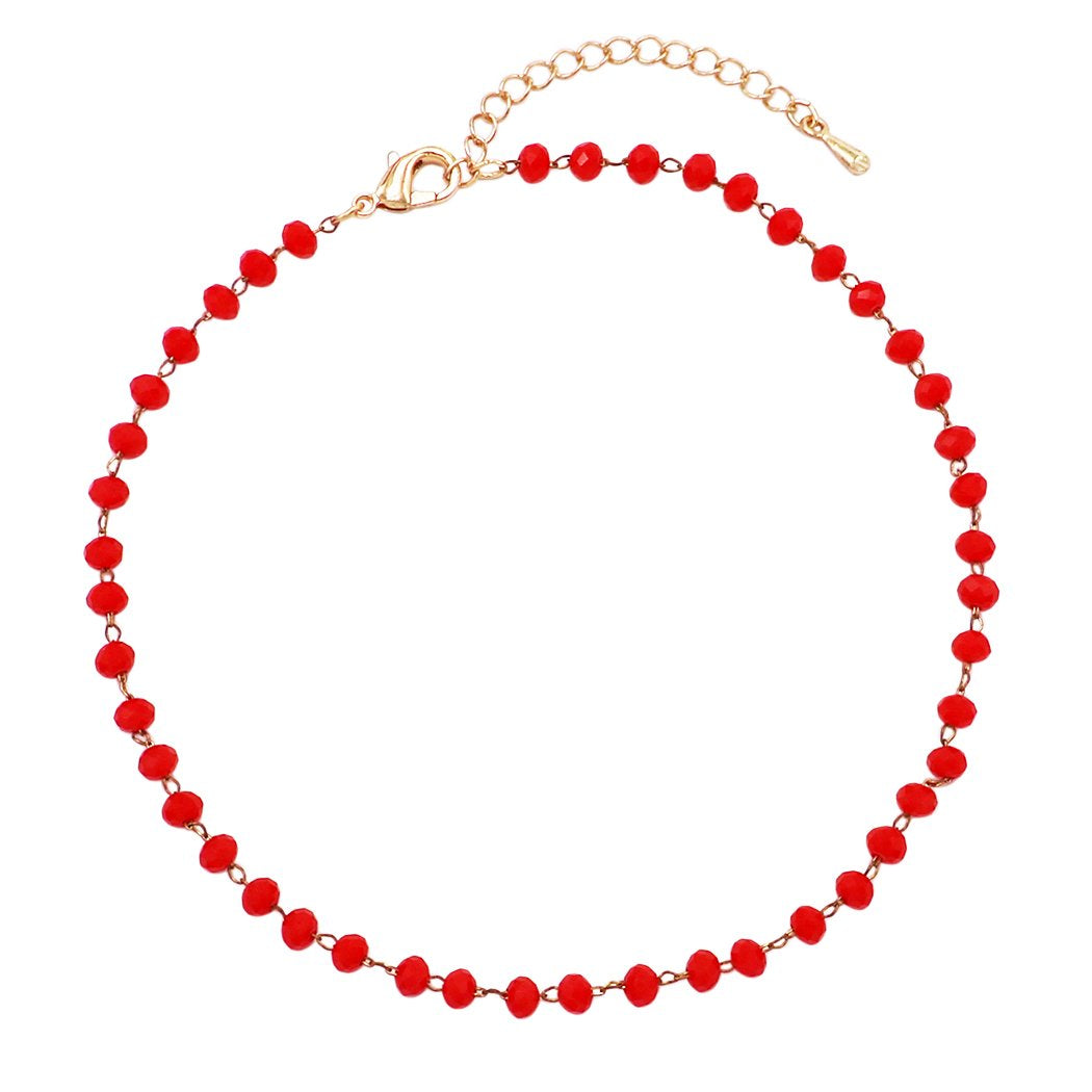 Red Chains of Crystal Beads
