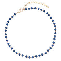 3mm Glass Crystal Bead Chain Ankle Bracelet Anklet, 9"-11" with 2" Extender (Montana Blue)