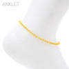 3mm Bright Color Glass Crystal Bead Chain Ankle Bracelet Anklet, 9"-11" with 2" Extender (Sunshine Yellow)