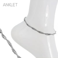 Double Strand Crystal Ankle Bracelet (Silver)