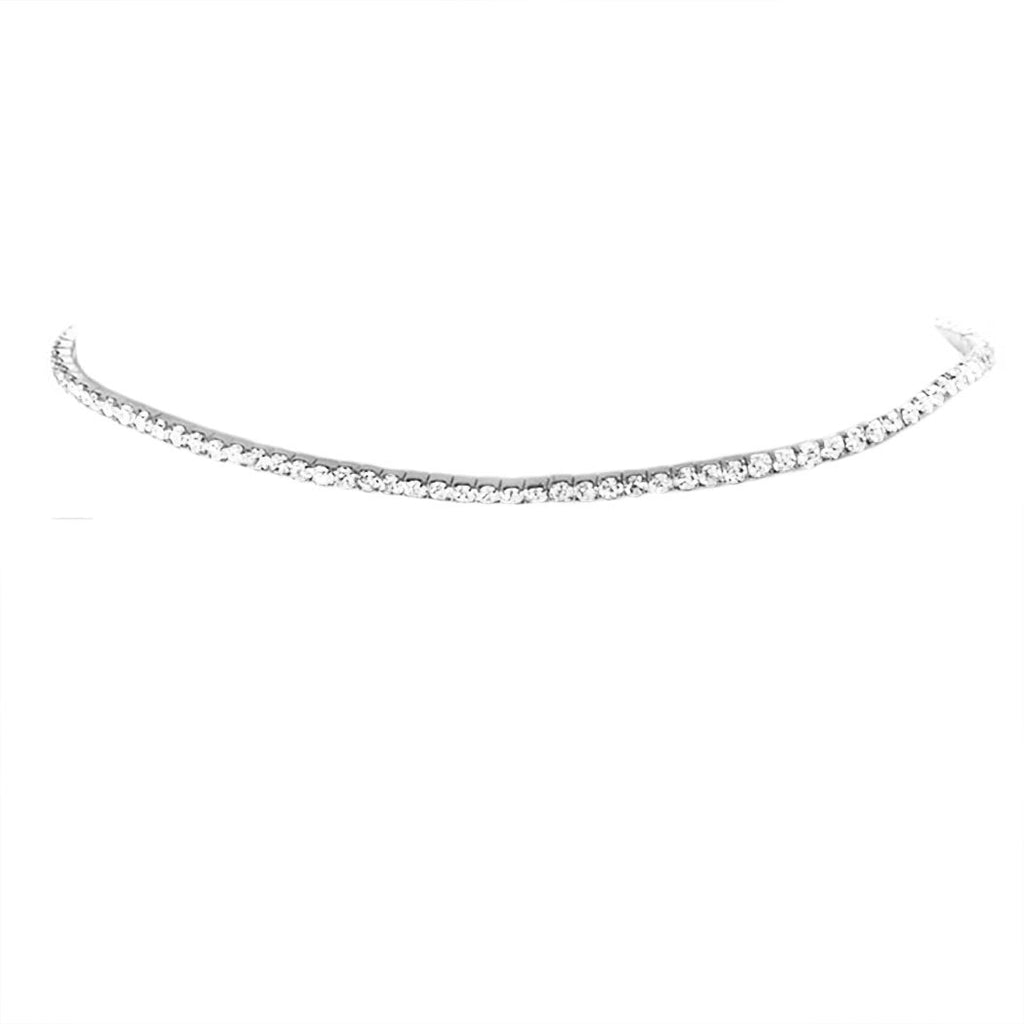 Single Strand Crystal Ankle Bracelet (Silver)