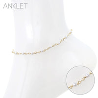 Simulated Pearl Beaded Chain Ankle Bracelet Anklet