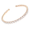 Comfort Flex Crystal Rhinestone Bangle Cuff Bracelet (Rose Gold Tone/Clear Crystal)