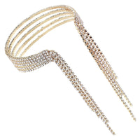 5 Strand Flex Wire Crystal Rhinestone Fringe Statement Bracelet