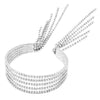 5 Strand Flex Wire Crystal Rhinestone Fringe Statement Bracelet (Silver Tone)