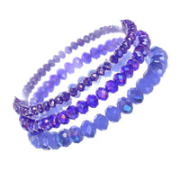 Faceted Glass Bead Stretch Bracelets Set of 3 (Blue)