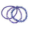 Faceted Glass Bead Stretch Bracelets Set of 3 (Blue)