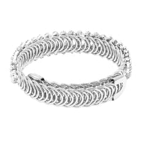 Stunning Chevron Crystal Rhinestone Flex Wire Cuff Bracelet, 8.5" (Silver Tone)