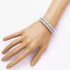 Stunning Chevron Crystal Rhinestone Flex Wire Cuff Bracelet, 8.5" (Silver Tone)