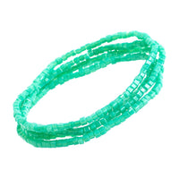 Whimsical Set of 4 Stacking 2mm Colorful Glass Bead Statement Stretch Bracelet, 2.5" (Aqua)