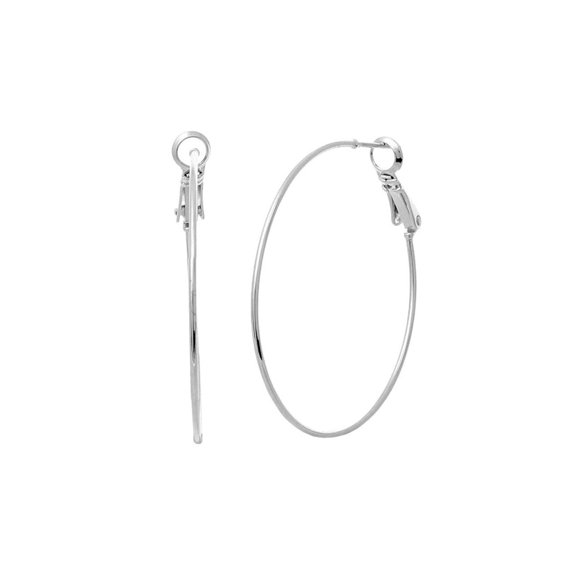 Rosemarie & Jubalee Classic Style Hypoallergenic Thin Hoop Earrings (Silver Tone, 40)