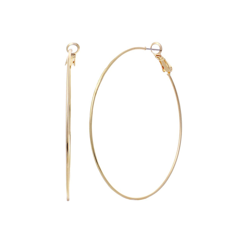 Rosemarie & Jubalee Classic Style Hypoallergenic Thin Hoop Earrings (Gold Tone, 60)