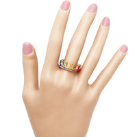 Rainbow Crystal Crown Stacking Rings Set of 2 (Size 7)