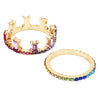 Rainbow Crystal Crown Stacking Rings Set of 2 (Size 8)