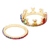Rainbow Crystal Crown Stacking Rings Set of 2 (Size 8)